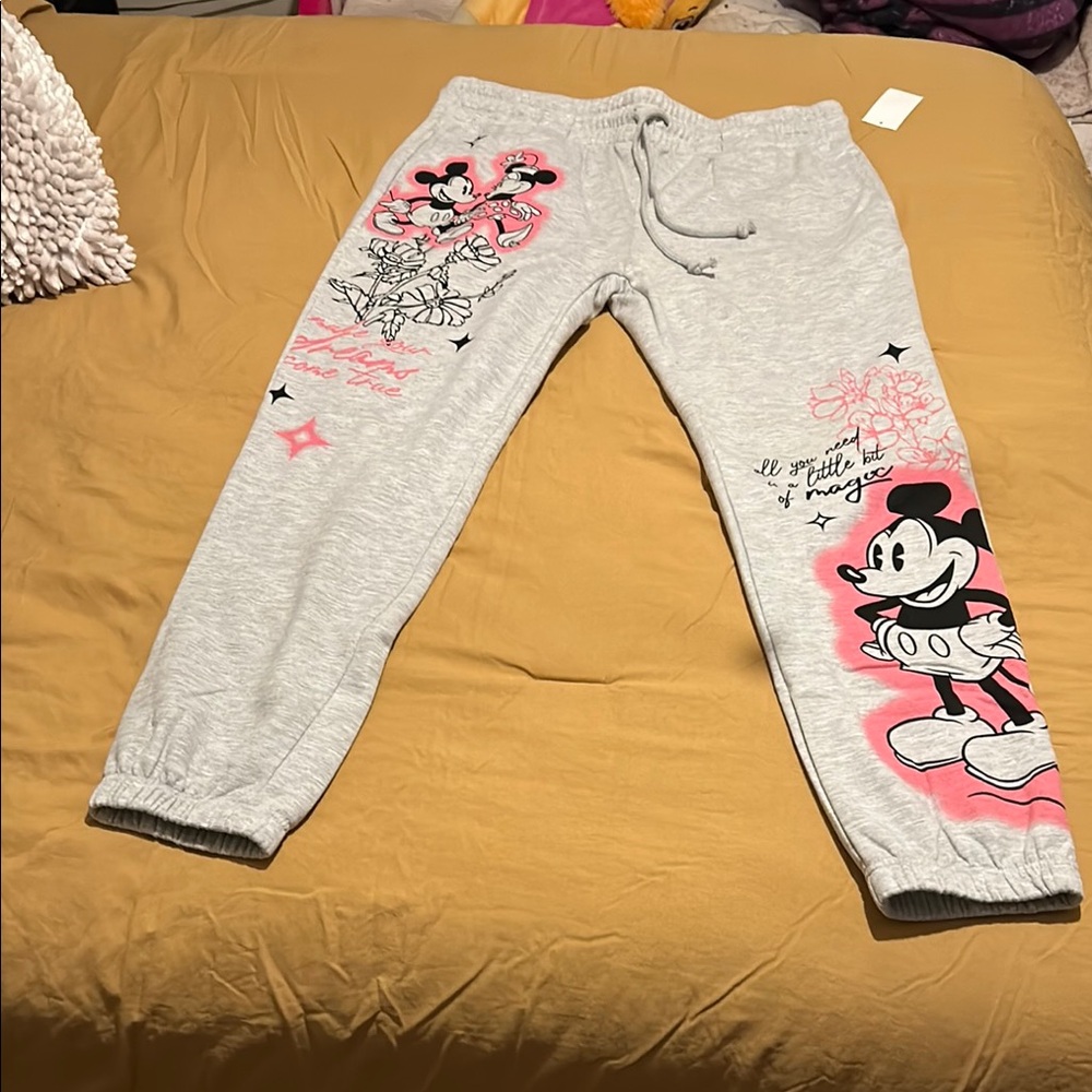 Disney Kids Gray Sweatpants with Mickey Mouse Design